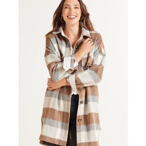 Evereve Brown and Cream Plaid Jacket